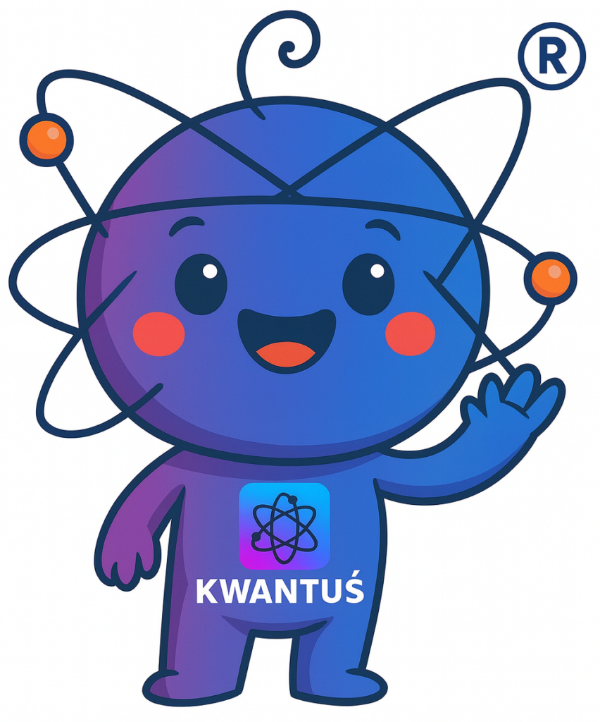 Kwantuś, maskotka edukacyjnych warsztatów AIQLAB